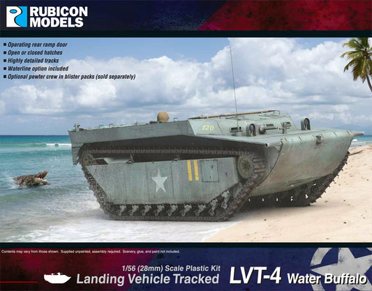 Rubicon Models LVT-4 Water Buffalo – ilustracja na pudełku, amfibia desantowa na plaży 28mm Bolt Action