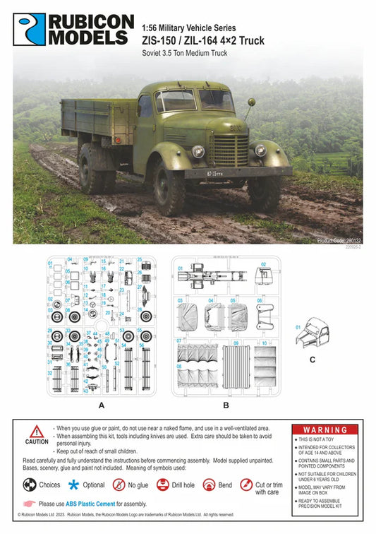 ZIS-150 ZIL-164 – okładka instrukcji Rubicon Models, wypraski A B C, Product Code 280132