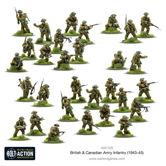 British Canadian Army Infantry 1943-45 - Bolt Action 28mm - 30 figurek pomalowanych kompletny zestaw - Warlord Games