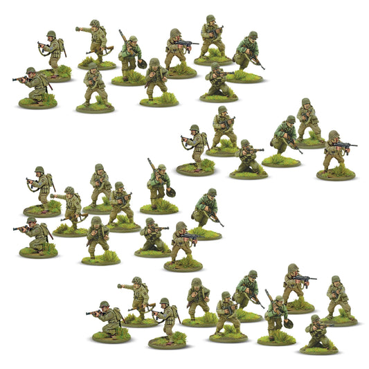 Warlord Games Stars and Stripes US Starter Army – samochód pancerny M8 Greyhound 28mm w oliwkowym kamuflażu z wieżą z armatą 37mm i HMG .50 cal na pierścieniu, oznaczenia: biała gwiazda i numer USA 4876359, widok z lewej Bolt Action 1/56
