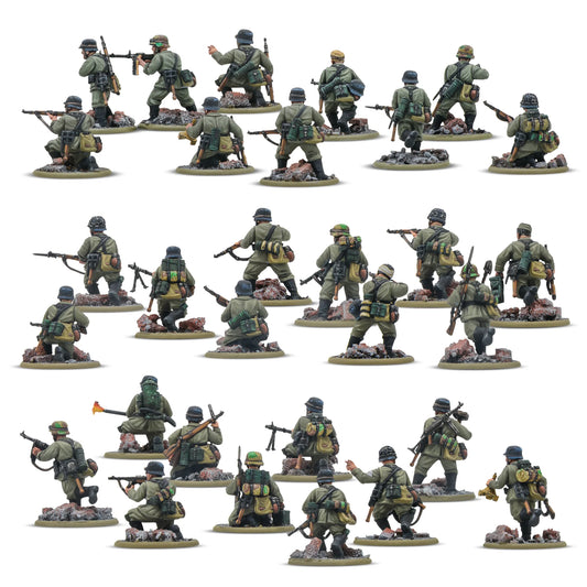 German Veteran Infantry Platoon - Bolt Action 28mm - weterani Wehrmacht z wyposażeniem i bronią - widok z tyłu - Warlord Games