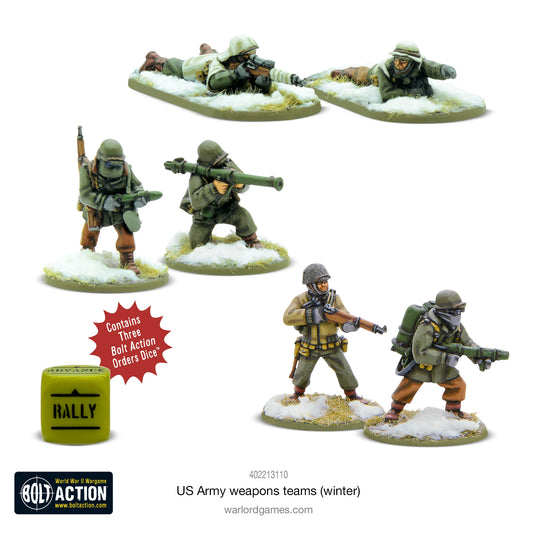 US Army Winter Weapons Team - Bolt Action 28mm - zespoły broni wsparcia w zimowych mundurach Ardeny - Warlord Games