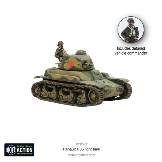 Renault R35 - Bolt Action 28mm - francuski czołg lekki wsparcia piechoty z figurką dowódcy - Warlord Games