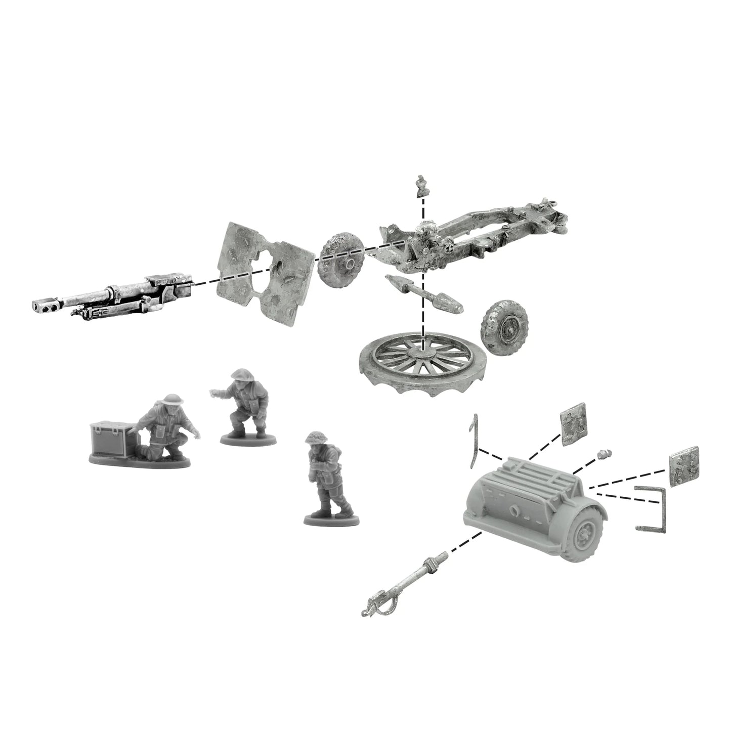 25-Pdr Light Howitzer British Winter Crew Bolt Action 28mm - rozkład elementów zestawu, 403401001