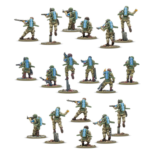 Firefly Airborne Infantry – 18 figurek, widok z tyłu, plecaki repulsorlift Rift-tech | Konflikt '47 | Warlord Games | 28mm