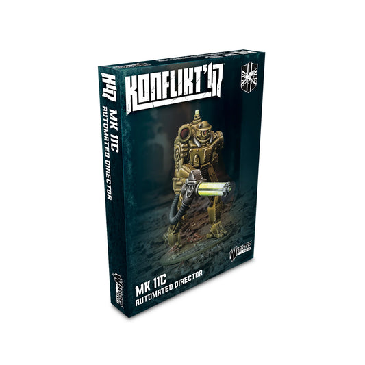 British MK IIC Automated Director – pomalowana figurka 28mm, widok z drugiego boku, Konflikt '47, Warlord Games