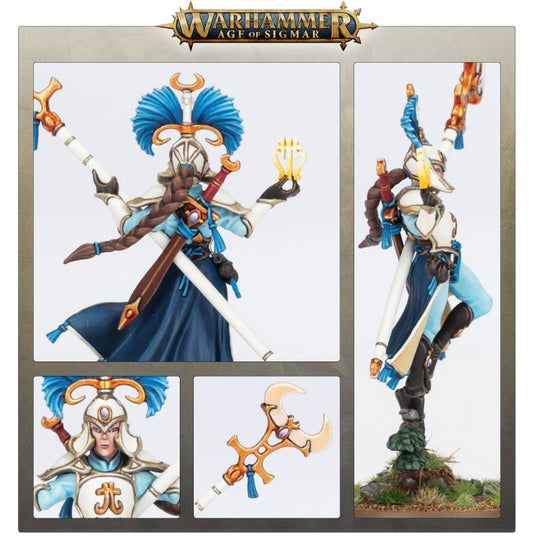 Scinari Enlightener Lumineth Realm-Lords Warhammer AoS – detale głowy, laski i ostrza, 87-16