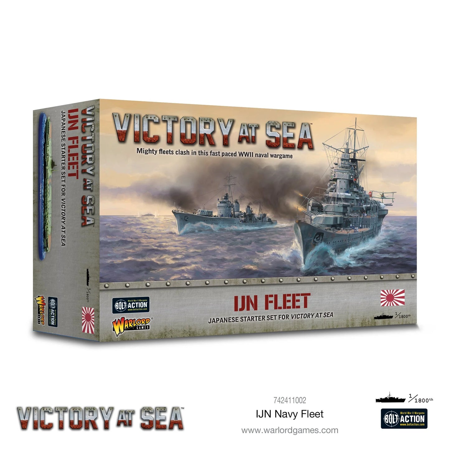 IJN Navy Fleet – pudełko zestawu startowego Victory at Sea z pancernikiem Kongō na okładce, skala 1/1800