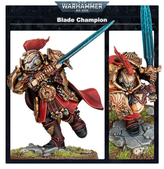 Blade Champion Adeptus Custodes Warhammer 40K – detale pancerza, miecza i głowy, 01-17