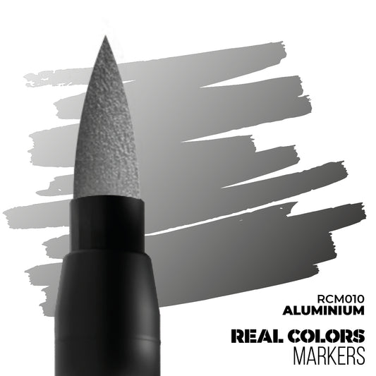 Aluminium RCM010 AK Interactive Real Colors Marker końcówka i próbka koloru - metaliczny srebrny marker akrylowy - AK Interactive