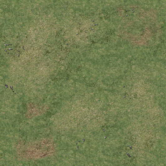 Grassy Fields – Mata do gry 2'x2' z gridem Mousepad Battle Systems – płaski widok maty z trawiastym motywem i siatką