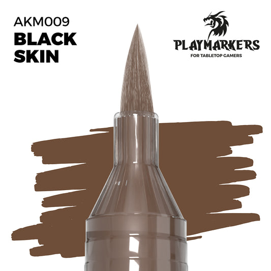 Black Skin AKM009 AK Interactive Playmarker końcówka pędzelkowa z próbką koloru - ciepły brązowy marker akrylowy do malowania skóry figurek tabletop - AK Interactive