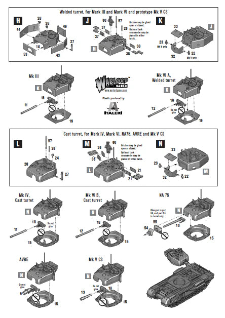 Churchill Tank - Bolt Action 28mm - instrukcja montażu wieże MkIII MkIV MkV MkVI NA75 AVRE - Warlord Games