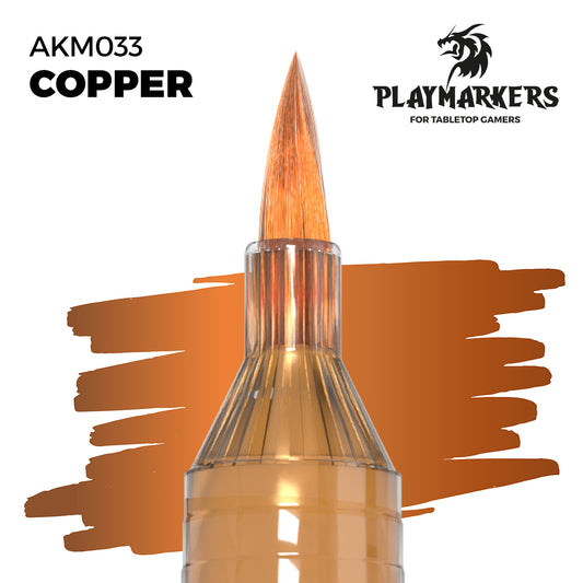 Copper AKM033 AK Interactive Playmarker końcówka pędzelkowa z próbką koloru - ciepła metaliczna miedź marker akrylowy do malowania mechanizmów i detali figurek tabletop - AK Interactive