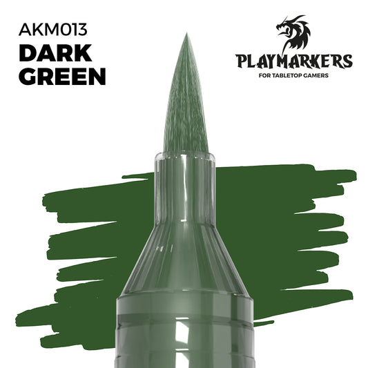 Dark Green AKM013 AK Interactive Playmarker końcówka pędzelkowa z próbką koloru - głęboka ciemna zieleń marker akrylowy do malowania mundurów i lasów figurek tabletop - AK Interactive