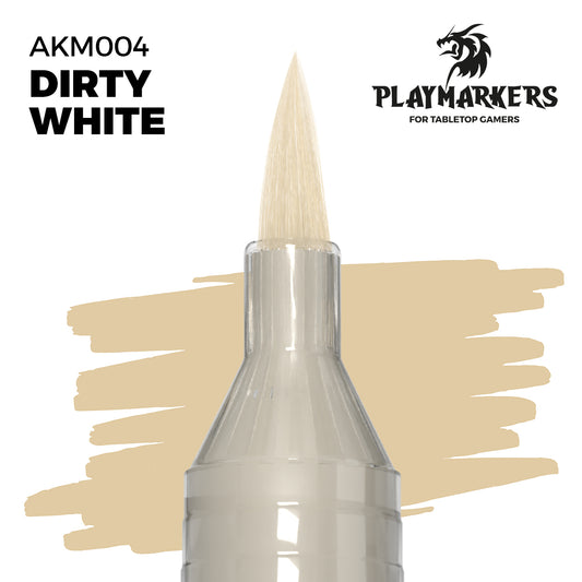 Dirty White AKM004 AK Interactive Playmarker końcówka pędzelkowa z próbką koloru - ciepła brudna biel marker akrylowy do malowania kości i pergaminu figurek tabletop - AK Interactive
