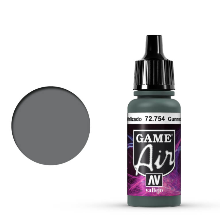 Vallejo Game Air Gunmetal 72.754 - ciemna metaliczna szaro-zielona farba akrylowa 17ml do aerografu do malowania broni i zbroi figurek fantasy - Vallejo