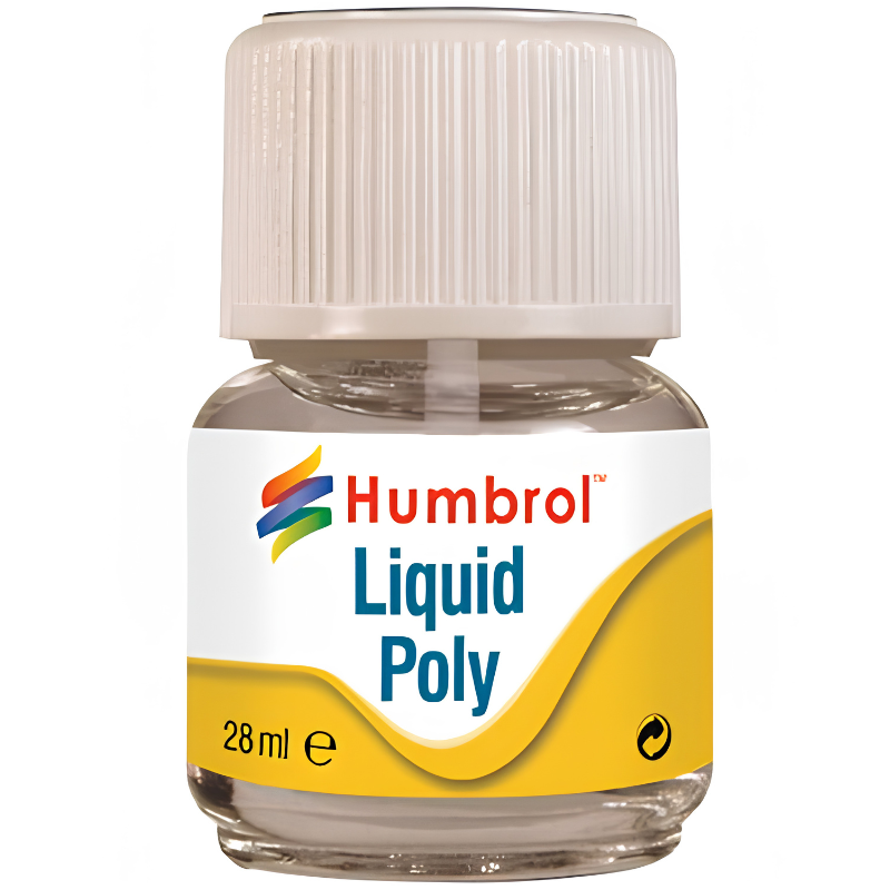 Humbrol Liquid Poly – butelka 28ml płynnego kleju modelarskiego z wbudowanym pędzelkiem do modeli z polistyrenu