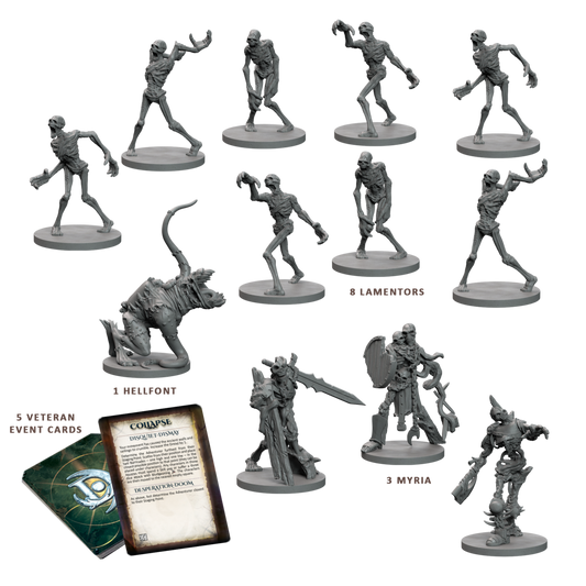 Maladum Revenant Retribution – 12 figurek: 8 Lamentorów, 1 Hellfont, 3 Myria oraz 5 Kart Wydarzeń Weterana