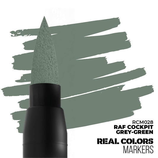 RAF Cockpit Grey-Green RCM028 AK Interactive Real Colors Marker końcówka i próbka koloru - szarozielony marker akrylowy do modeli lotniczych RAF - AK Interactive