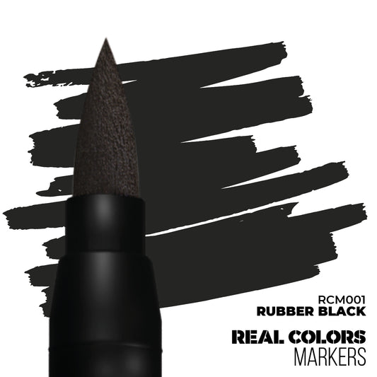 Rubber Black RCM001 AK Interactive Real Colors Marker końcówka i próbka koloru - głęboka czarna guma marker akrylowy - AK Interactive