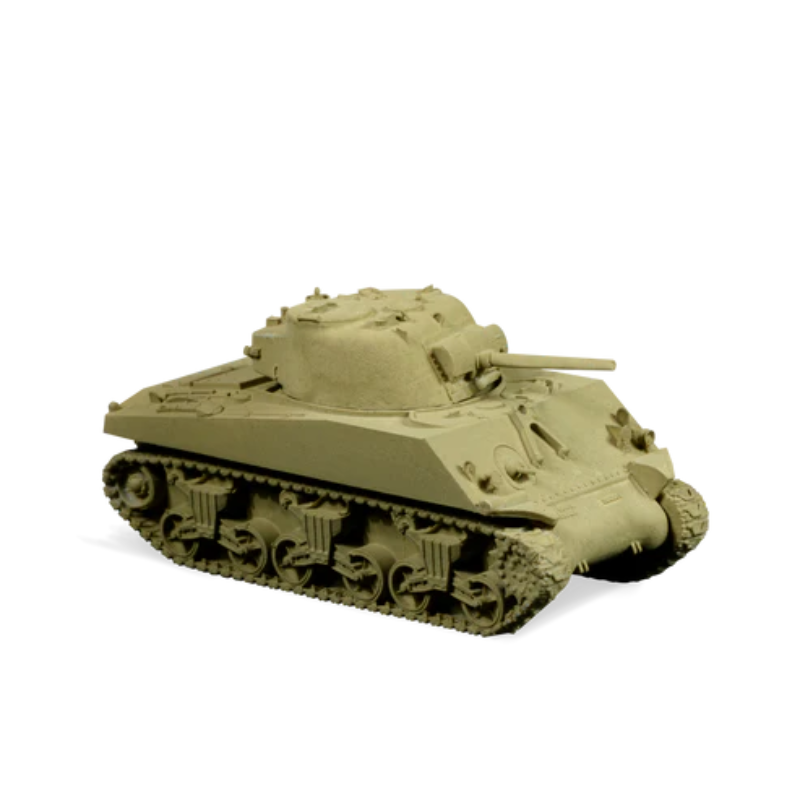 Surface Primer Olive Scale75 - model czołgu Sherman pokryty podkładem oliwkowym, efekt jednolitego krycia