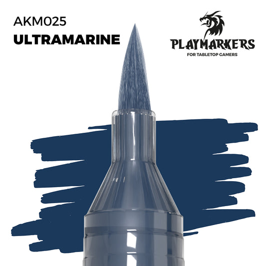 Ultramarine AKM025 AK Interactive Playmarker końcówka pędzelkowa z próbką koloru - głęboki granatowy marker akrylowy do malowania figurek tabletop - AK Interactive