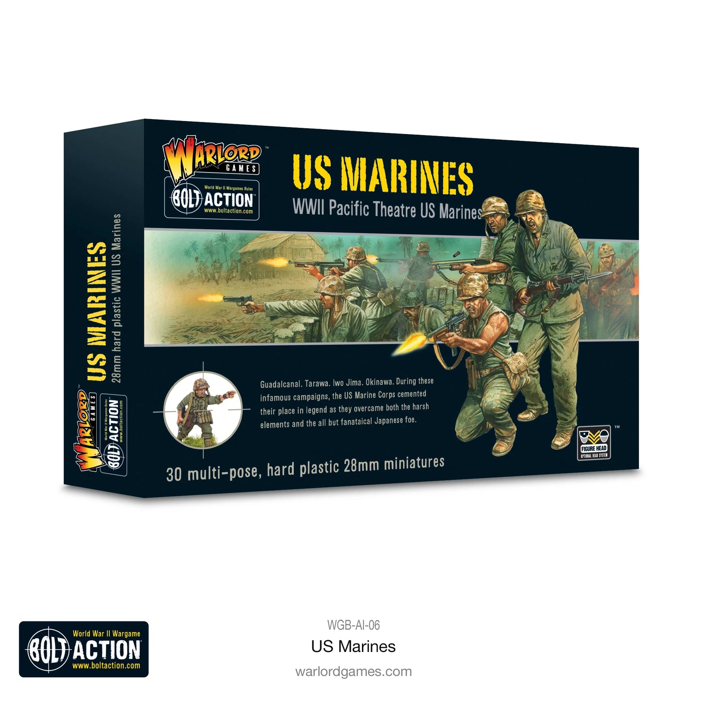 Pudełko US Marines z grafiką akcji na Pacyfiku