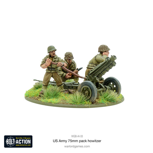 US Army 75mm Pack Howitzer Bolt Action 28mm - haubica z obsługą pudełko produktu, WGB-AI-33