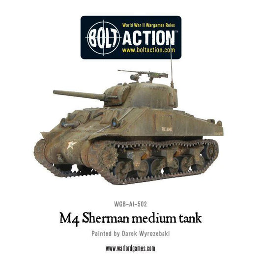 M4 Sherman – pomalowany czołg średni w oryginalnym kolorze olive drab z oznaczeniem armii USA, Bolt Action Warlord Games