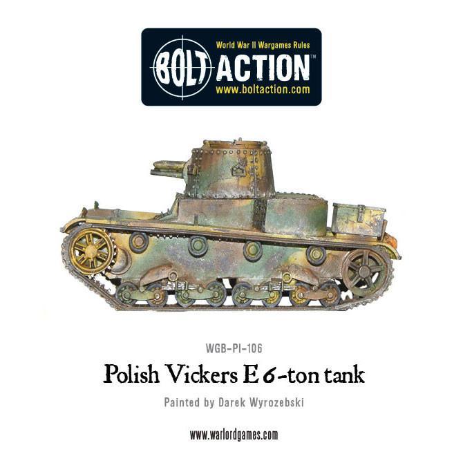 Polish Vickers E 6-ton tank – widok z prawego boku, model 28mm Bolt Action Warlord Games