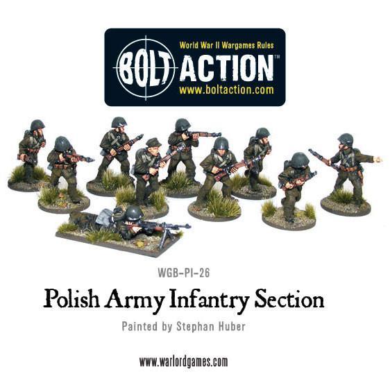 Polska Piechota Sekcja – wszystkie figurki zestawu, karabiny Mauser i RKM wz.28, 28mm Bolt Action Warlord Games