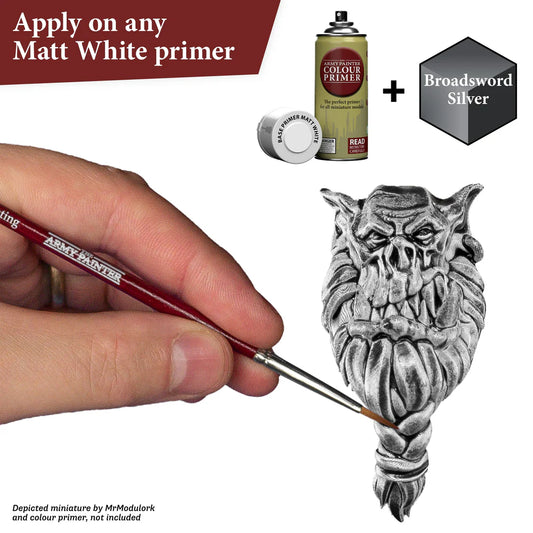 Speedpaint 2.0 - efekt one-coat z automatycznym cieniowaniem i podświetleniem - Broadsword Silver na figurce sowy