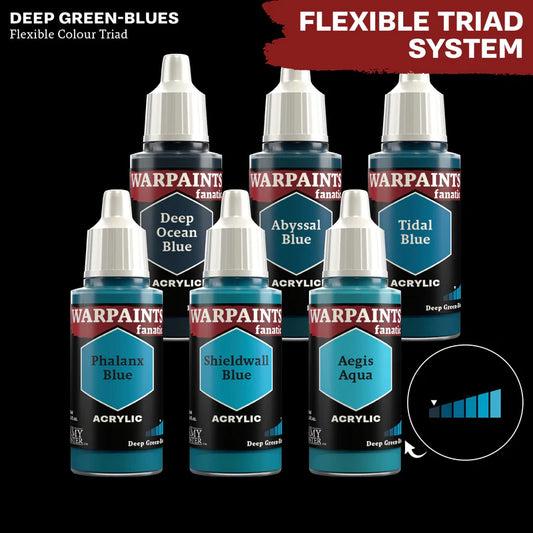 Deep Green-Blues Flexible Colour Triad - 6 farb Warpaints Fanatic z Deep Ocean Blue - System Triady Kolorów od ciemnego do jasnego