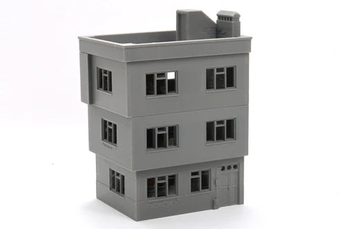 Middle East Urban Buildings MET_04 – widok frontu z bramą garażową i oknami, teren 28mm Patrick Miniatures