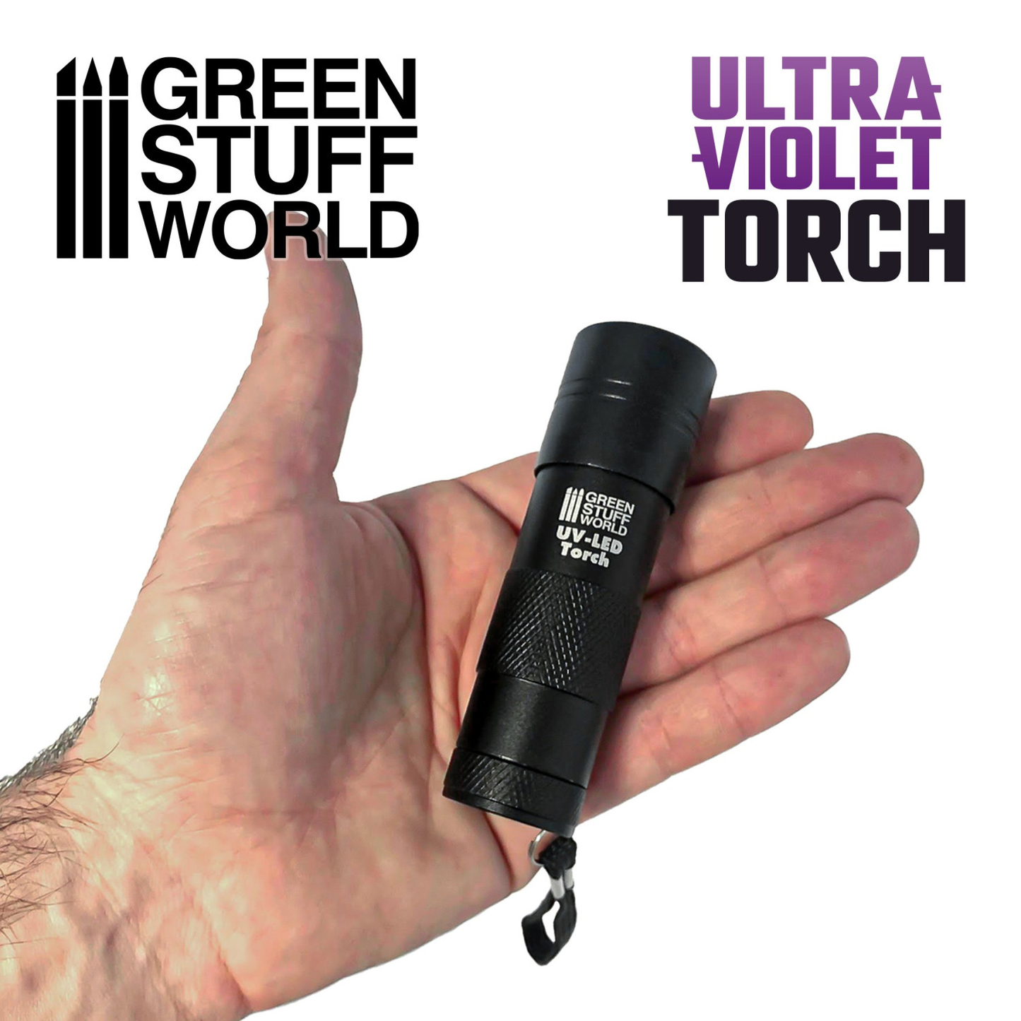 Ultraviolet Torch Green Stuff World - kompaktowa latarka UV w dłoni rozmiar porównanie