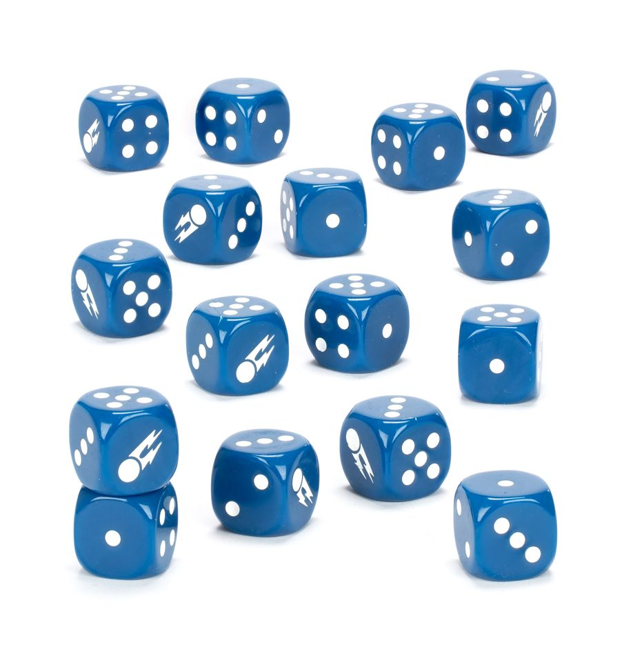 Stormcast Eternals Dice Set - 16 niebieskich kostek k6 z symbolem błyskawicy - Games Workshop