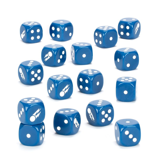 Stormcast Eternals Dice Set - 16 niebieskich kostek k6 z symbolem błyskawicy - Games Workshop