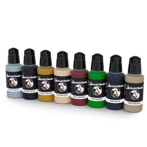 Scale75 Essentials 2 Basic Colors Set SSE-076 - 8 butelek farb akrylowych Scalecolor 17ml Arctic Blue Abyssal Blue Sahara Yellow Golden Skin Red Leather Irati Green Deep Blue Thar Brown - Scale75