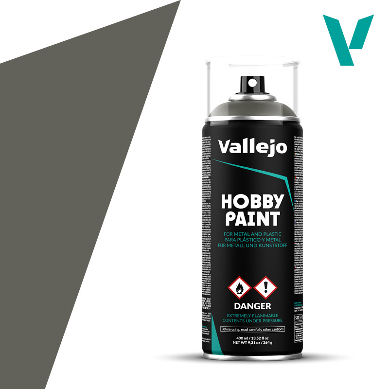 Vallejo Hobby Paint Spray German Field Grey - Farba w Sprayu Szary Polowy Niemiecki 400ml 28006 – puszka aerozolu, widok frontalny