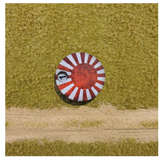 SceneryWargames Imperial Japanese Army Pin Marker 1-10 – obrotowy marker supresji Japonia, widok z góry, Kyokujitsu-ki z okienkiem numerycznym, ø25mm, Bolt Action Wargames