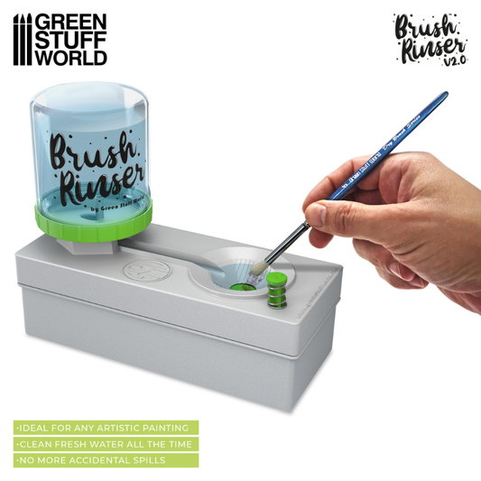 Brush Rinser V2.0 - ręka płucząca pędzel w kanale płuczki na stole malarskim | Green Stuff World