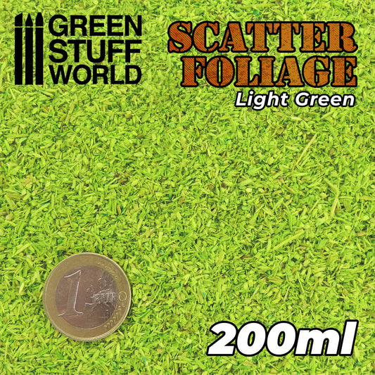 Scatter Foliage Light Green 200ml Green Stuff World - zbliżenie na teksturę materiału scenicznego