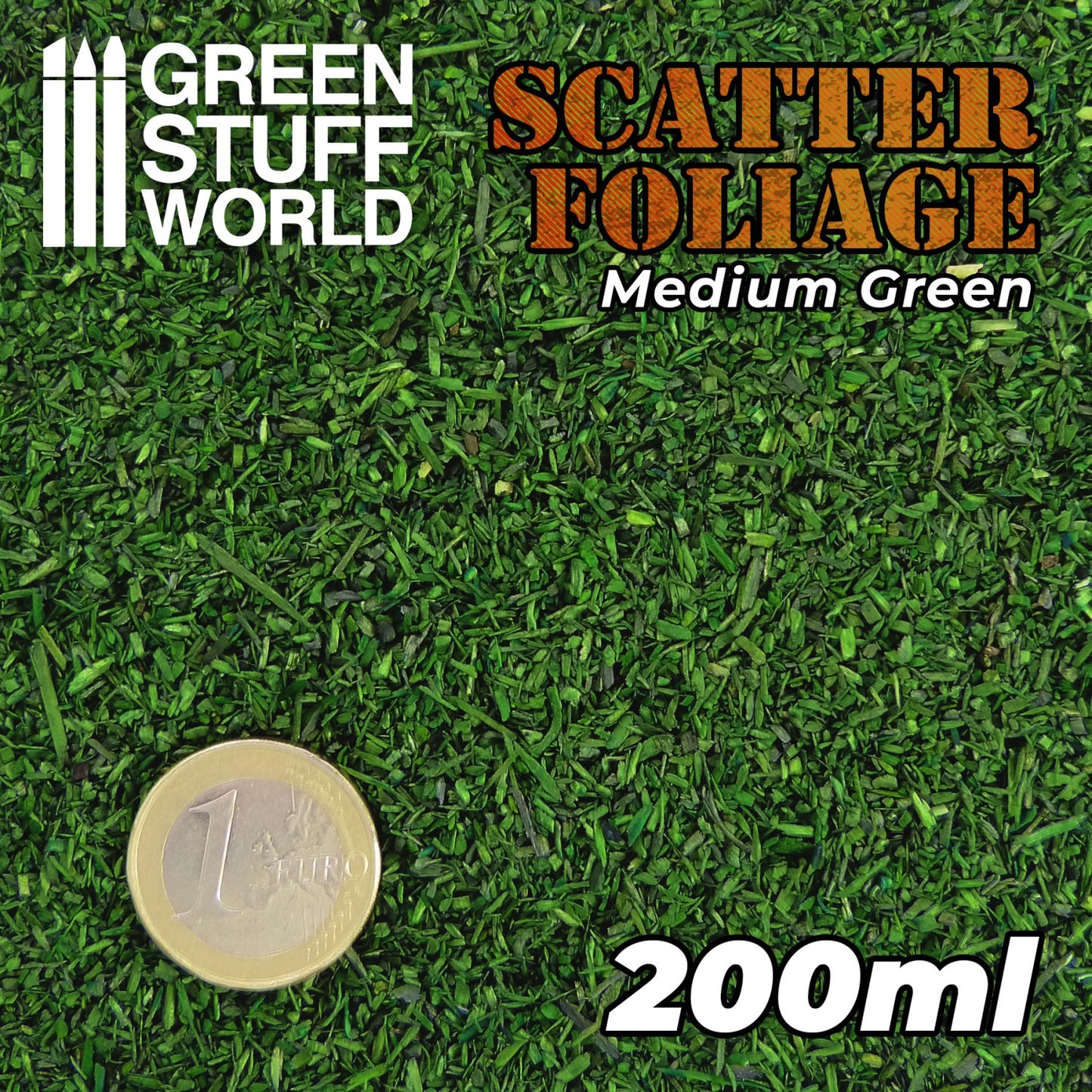 Scatter Foliage Medium Green 200ml Green Stuff World - zbliżenie na teksturę materiału scenicznego