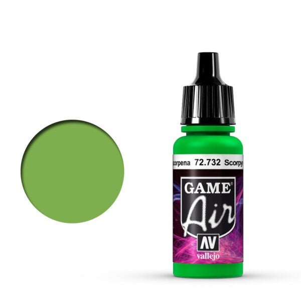 Vallejo Game Air Scorpy Green 72.732 - intensywna jasnozielona farba akrylowa 17ml do aerografu do malowania figurek i miniatur fantasy - Vallejo