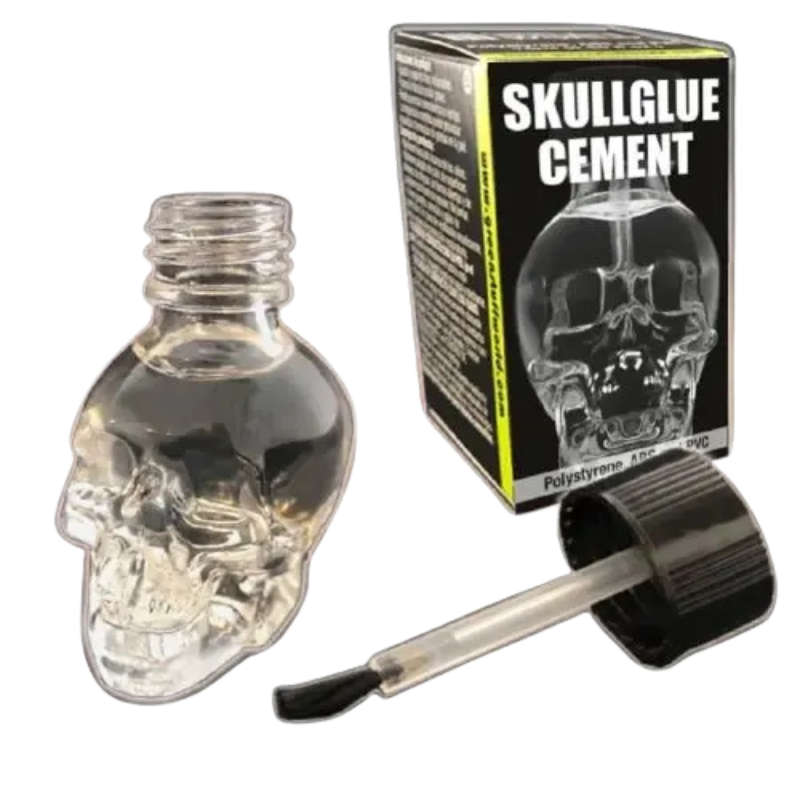 SkullGlue Cement 15ml Green Stuff World – butelka czaszka z aplikatorem pędzelkowym i oryginalnym opakowaniem
