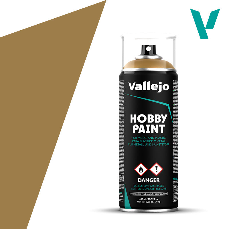 `Vallejo Hobby Paint Desert Yellow 28.015 - ciepła żółto-piaskowa farba w sprayu 400ml do malowania figurek i modeli z plastiku i metalu - Vallejo`