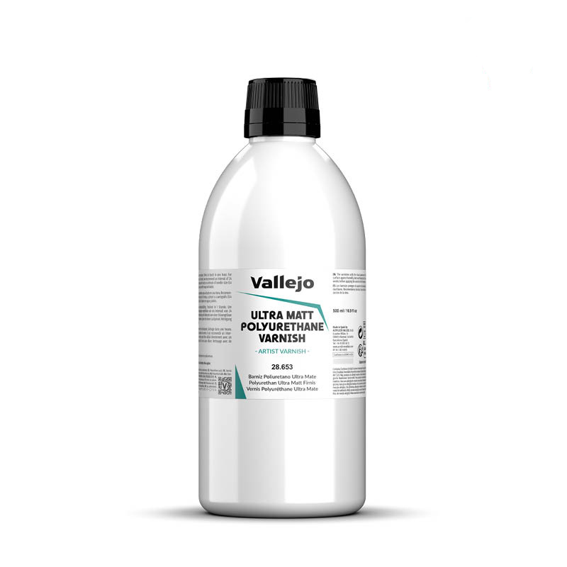 Ultra Matt Polyurethane Varnish 500ml Vallejo 28653 – butelka werniksu poliuretanowego ultra matowego