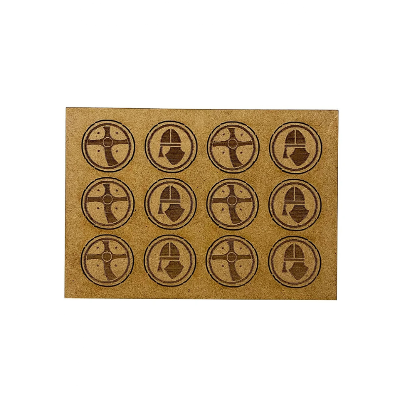 Fatigue Counter Set Norman / Bretons SAG002M2 – 12 żetonów zmęczenia MDF 20mm do gry Saga Sarissa Precision