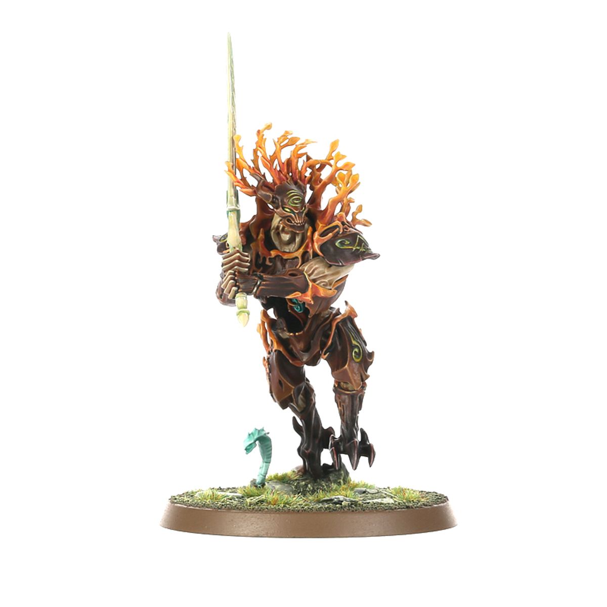 Kurnoth Hunter Sylvaneth - model z scythe w pozycji ataku i pomarańczową grzywą - Warhammer Age of Sigmar